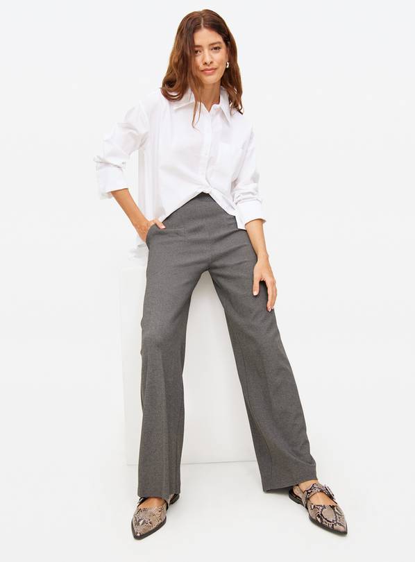 Mid Grey Wide Leg Ponte Trousers 12R